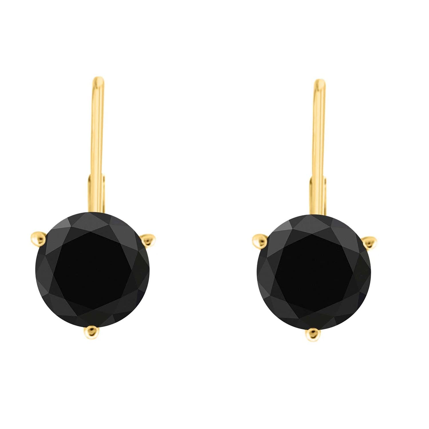 MauliJewels 5.0 Carat 3-Prong Round Black Diamond Martini Leverback Earrings 14K Rose White Yellow Gold Mauli Jewels