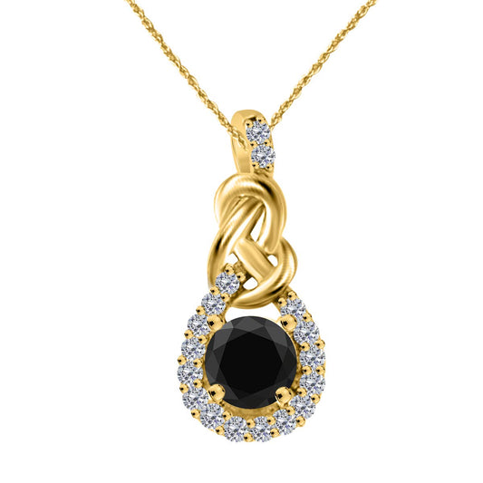 MauliJewels Engagement Necklace for Women 0.36 Carat Black Diamond Pendant With 18'' Box Chain Prong-Setting 10K Yellow Gold Mauli Jewels