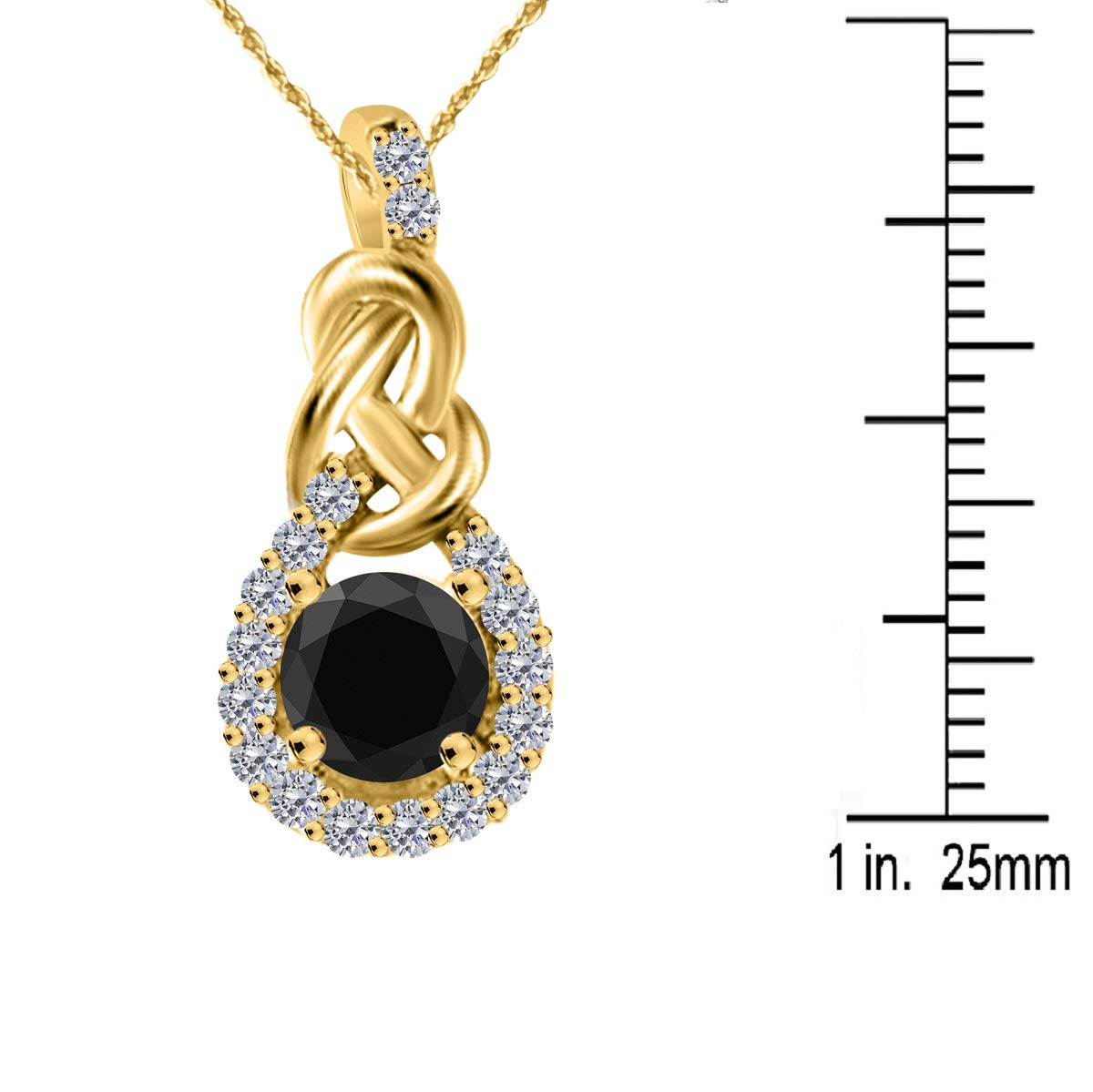 MauliJewels Engagement Necklace for Women 0.36 Carat Black Diamond Pendant With 18'' Box Chain Prong-Setting 10K Yellow Gold Mauli Jewels