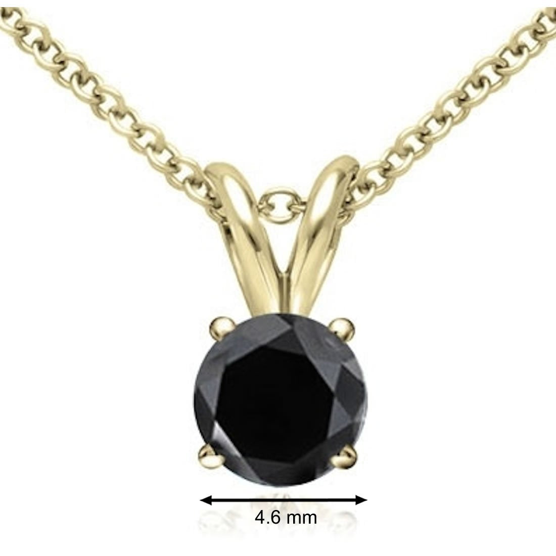 Mauli Jewels Engagement Necklace for Women 0.75 Carat Round Black Diamond Solitaire Pendant 4-prong 14K Yellow Gold Mauli Jewels