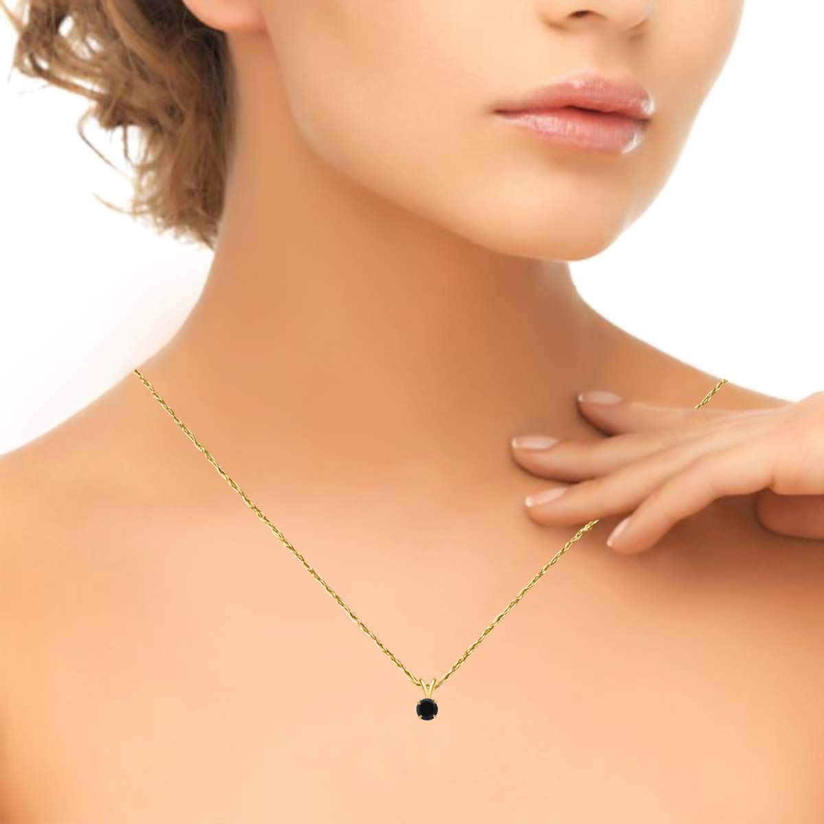 Mauli Jewels Engagement Necklace for Women 0.75 Carat Round Black Diamond Solitaire Pendant 4-prong 14K Yellow Gold Mauli Jewels