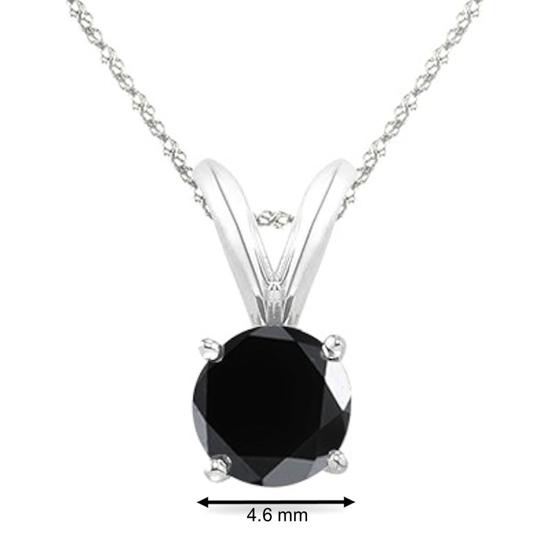 Mauli Jewels Engagement Necklace for Women 0.75 Carat Round Black Diamond Solitaire Pendant 4-prong 14K White Gold Mauli Jewels