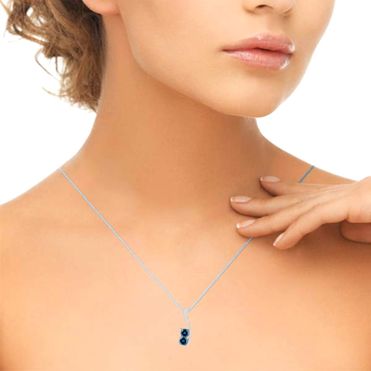 Mauli Jewels Engagement Necklace for Women 0.70 Carat Blue Diamond Pendant 4 prong 10K White Gold With 18'' Chain Mauli Jewels