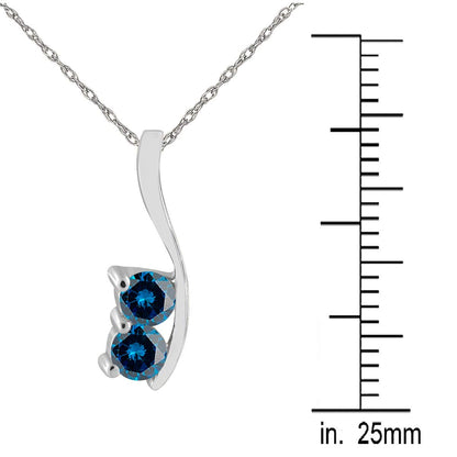 Mauli Jewels Engagement Necklace for Women 0.70 Carat Blue Diamond Pendant 4 prong 10K White Gold With 18'' Chain Mauli Jewels