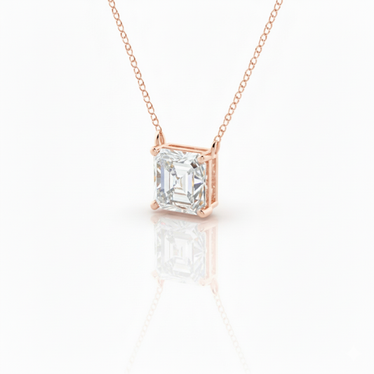 Mauli Jewels 9.00 Carat Cushion Cut Moissanite Pendant Necklace for Women, EF-VS1 Clarity, 14K Gold Over 925 Sterling Silver with Silver Cable Chain – Rose, White & Yellow Gold