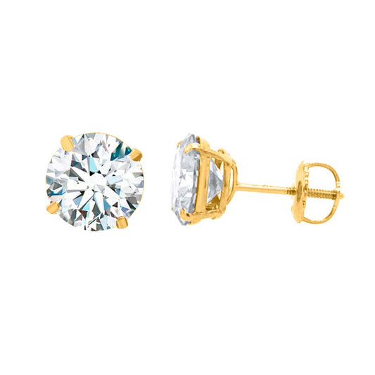 Mauli Jewels Women's 1/2 Ct Round White Moissanite Diamond Stud Earrings in 14K Gold with Screw Back, 4MM