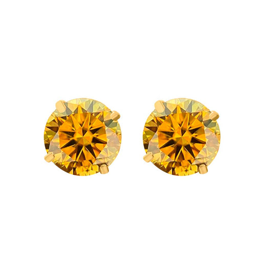 Mauli Jewels Women's 1/2 Ct Round Watermelon Moissanite Diamond Stud Earrings in 14K Gold with Screw Back, 4MM
