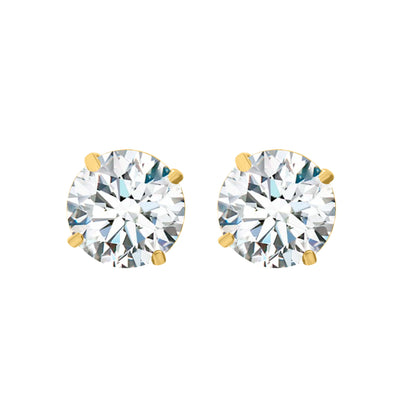 14K Gold Round Moissanite Screw Back Stud Earrings in VVS1 Color, GRA Certified D Mauli Jewels