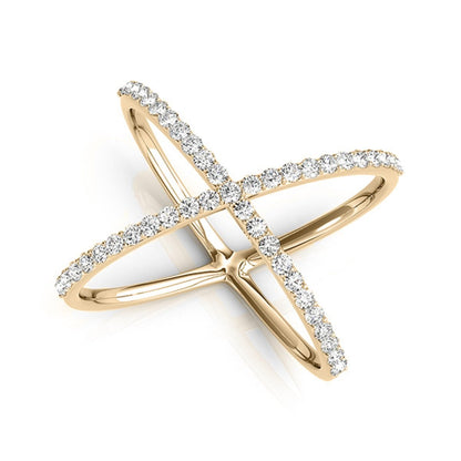 MauliJewels 0.50 Carat Criss Cross Diamond Fashion Ring prong 10K White/Rose/Yellow Gold Mauli Jewels