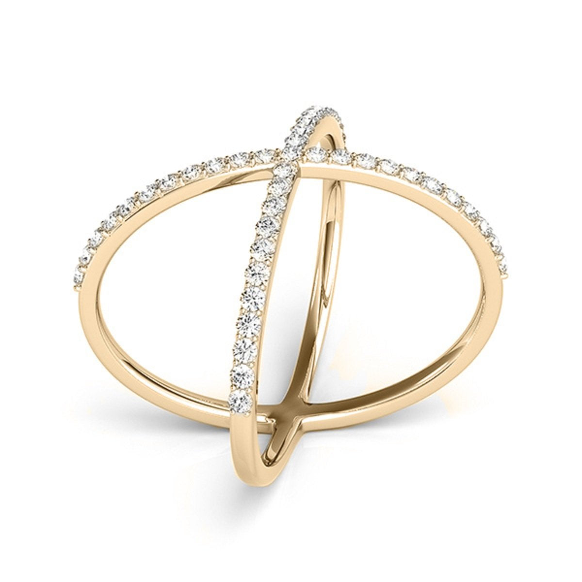 MauliJewels 0.50 Carat Criss Cross Diamond Fashion Ring prong 10K White/Rose/Yellow Gold Mauli Jewels