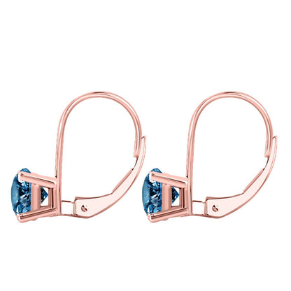 Blue Diamond Dangle Drop Leverback Earrings For Women In 14K White Yellow & Rose Gold Mauli Jewels