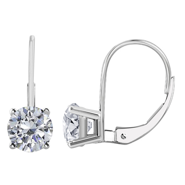 Diamond Leverback 0.25 Carat Prong Set Earrings For Women In 14K White & Yellow Gold Mauli Jewels