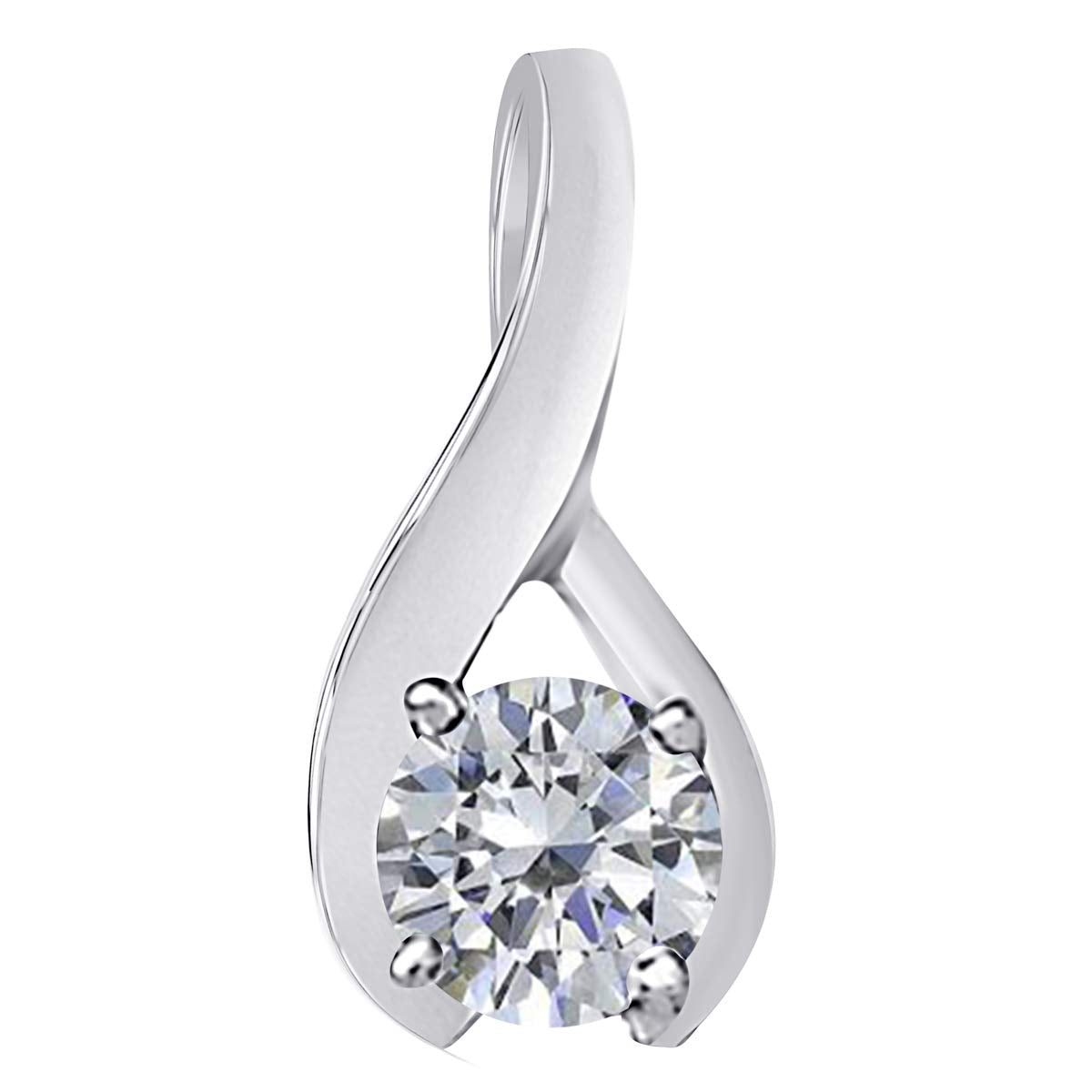 MauliJewels Engagement Necklace for Women 1/2 Carat Interwined Design Solitaire Diamond Pendant 4-prong 14K White Gold With 18'' Chain Mauli Jewels