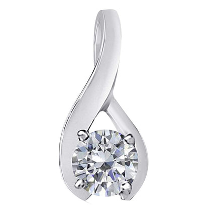 MauliJewels Engagement Necklace for Women 1/2 Carat Interwined Design Solitaire Diamond Pendant 4-prong 14K White Gold With 18'' Chain Mauli Jewels