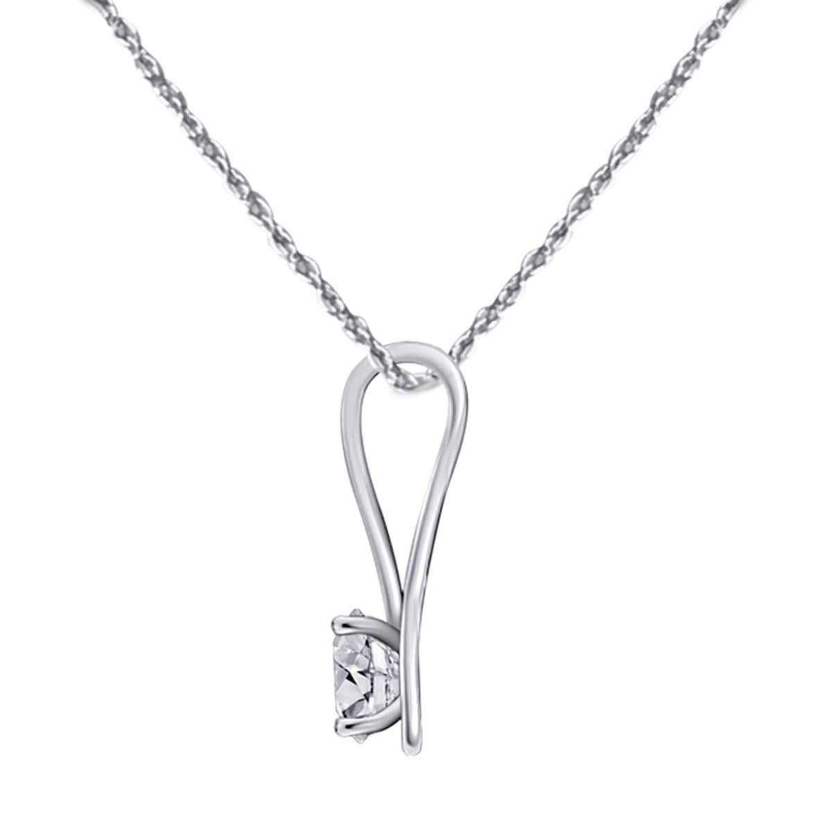 MauliJewels Engagement Necklace for Women 1/2 Carat Interwined Design Solitaire Diamond Pendant 4-prong 14K White Gold With 18'' Chain Mauli Jewels