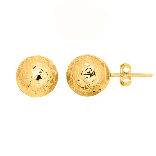 14K Solid Yellow Gold Butterfly Push-Back Earrings with Diamond-Cut Ball earring Mauli Jewels