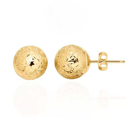 14K Solid Yellow Gold Butterfly Push-Back Earrings with Diamond-Cut Ball earring Mauli Jewels