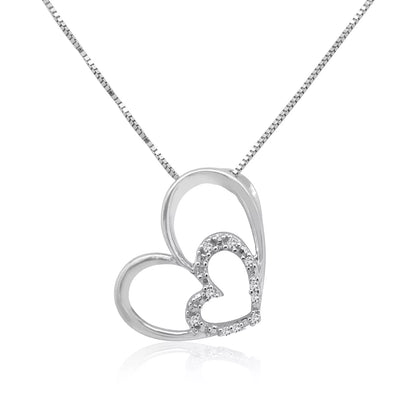 Artistic Heart-Shaped Diamond Pendant in 925 Sterling-Silver