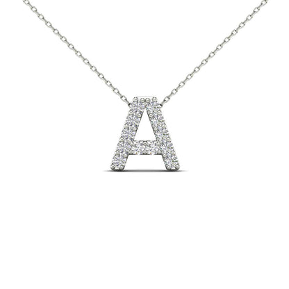 MauliJewels 0.12 Carat Natural White Diamond Initial "A" Pendant Necklace In 14K Yellow and White Gold with 18" Gold cable Chain Mauli Jewels