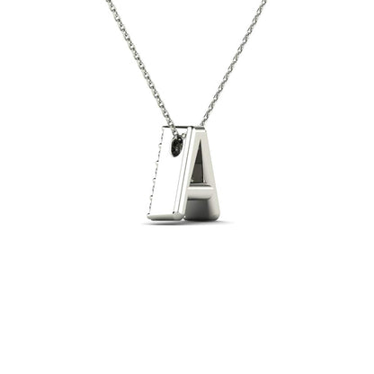 MauliJewels 0.12 Carat Natural White Diamond Initial "A" Pendant Necklace In 14K Yellow and White Gold with 18" Gold cable Chain Mauli Jewels