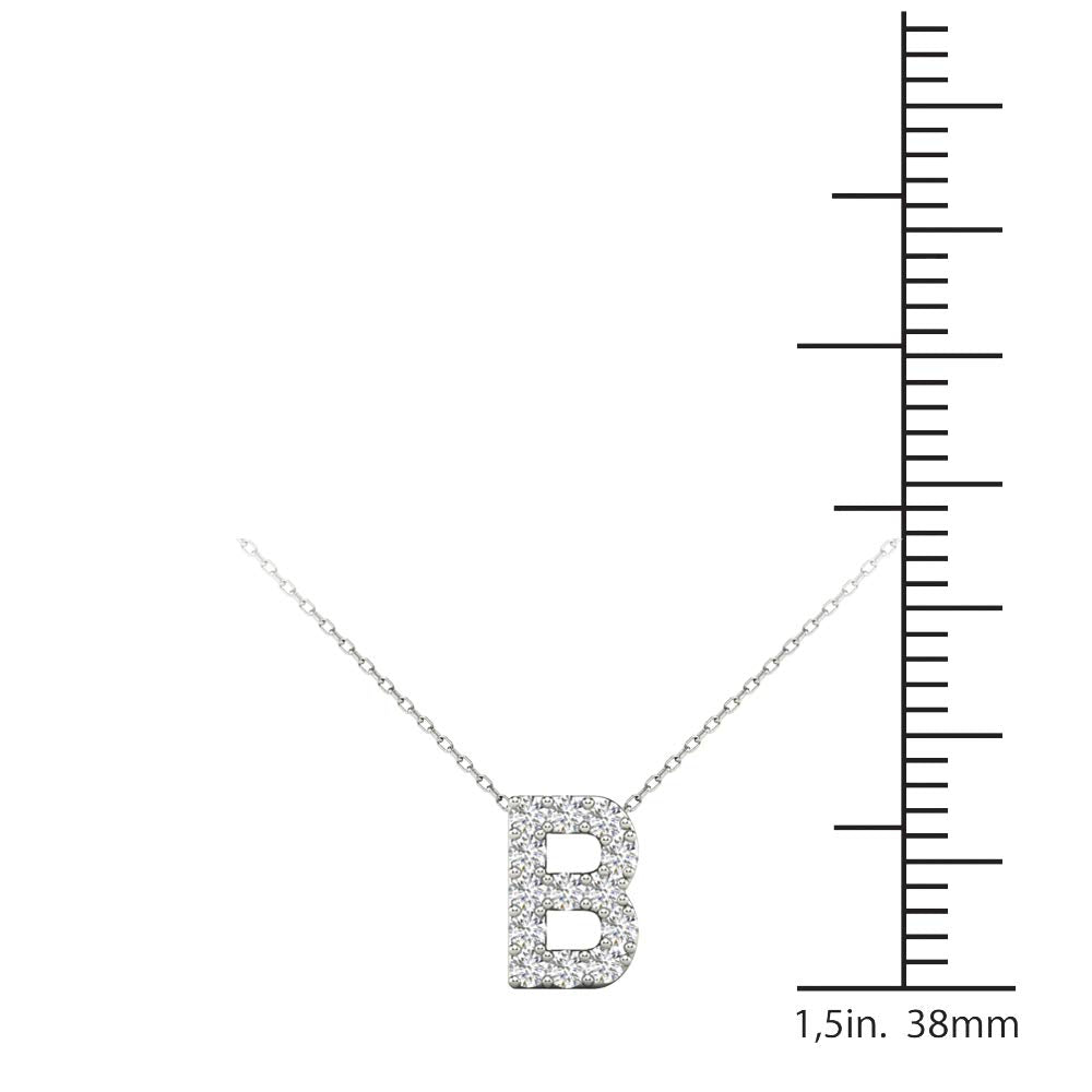 MauliJewels 0.13 Carat Natural White Diamond Initial "B" Pendant Necklace In 14K Yellow and White Gold with 18" Gold Cable Chain Mauli Jewels