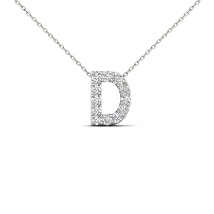 MauliJewels 0.12 Carat Natural White Diamond Initial "D" Pendant Necklace In 14K Yellow and White Gold with 18" Gold Cable Chain Mauli Jewels