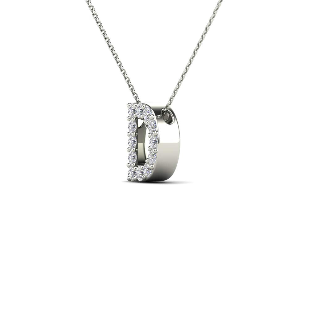 MauliJewels 0.12 Carat Natural White Diamond Initial "D" Pendant Necklace In 14K Yellow and White Gold with 18" Gold Cable Chain Mauli Jewels