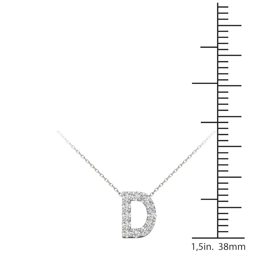 MauliJewels 0.12 Carat Natural White Diamond Initial "D" Pendant Necklace In 14K Yellow and White Gold with 18" Gold Cable Chain Mauli Jewels