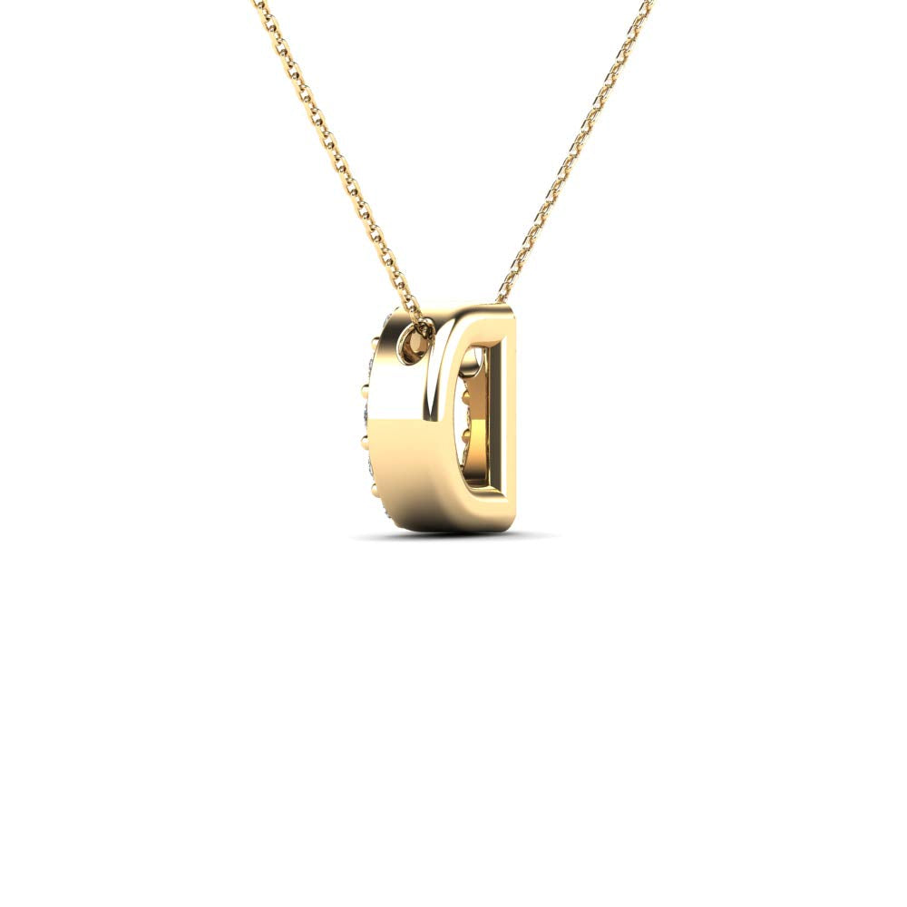 MauliJewels 0.12 Carat Natural White Diamond Initial "D" Pendant Necklace In 14K Yellow and White Gold with 18" Gold Cable Chain Mauli Jewels