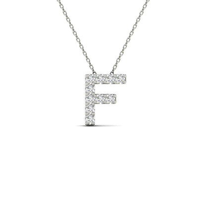 MauliJewels 0.10 Carat Natural White Diamond Initial "F" Pendant Necklace In 14K Yellow and White Gold with 18" Gold Cable Chain Mauli Jewels