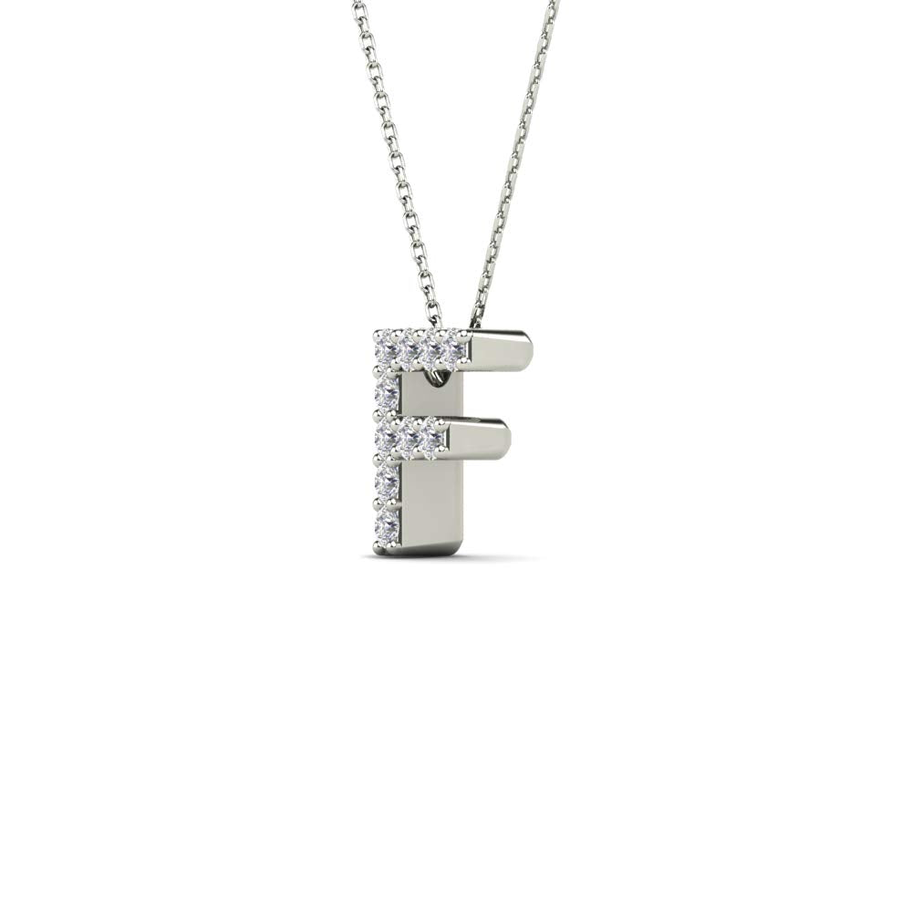 MauliJewels 0.10 Carat Natural White Diamond Initial "F" Pendant Necklace In 14K Yellow and White Gold with 18" Gold Cable Chain Mauli Jewels