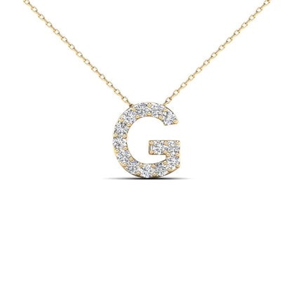 MauliJewels 0.13 Carat Natural White Diamond Initial "G" Pendant Necklace For Women In 14K Yellow Gold with 18" Gold Cable Chain Mauli Jewels