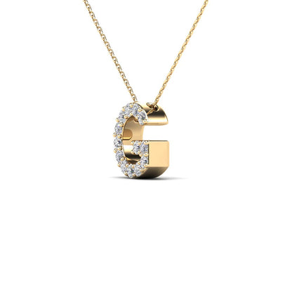 MauliJewels 0.13 Carat Natural White Diamond Initial "G" Pendant Necklace For Women In 14K Yellow Gold with 18" Gold Cable Chain Mauli Jewels