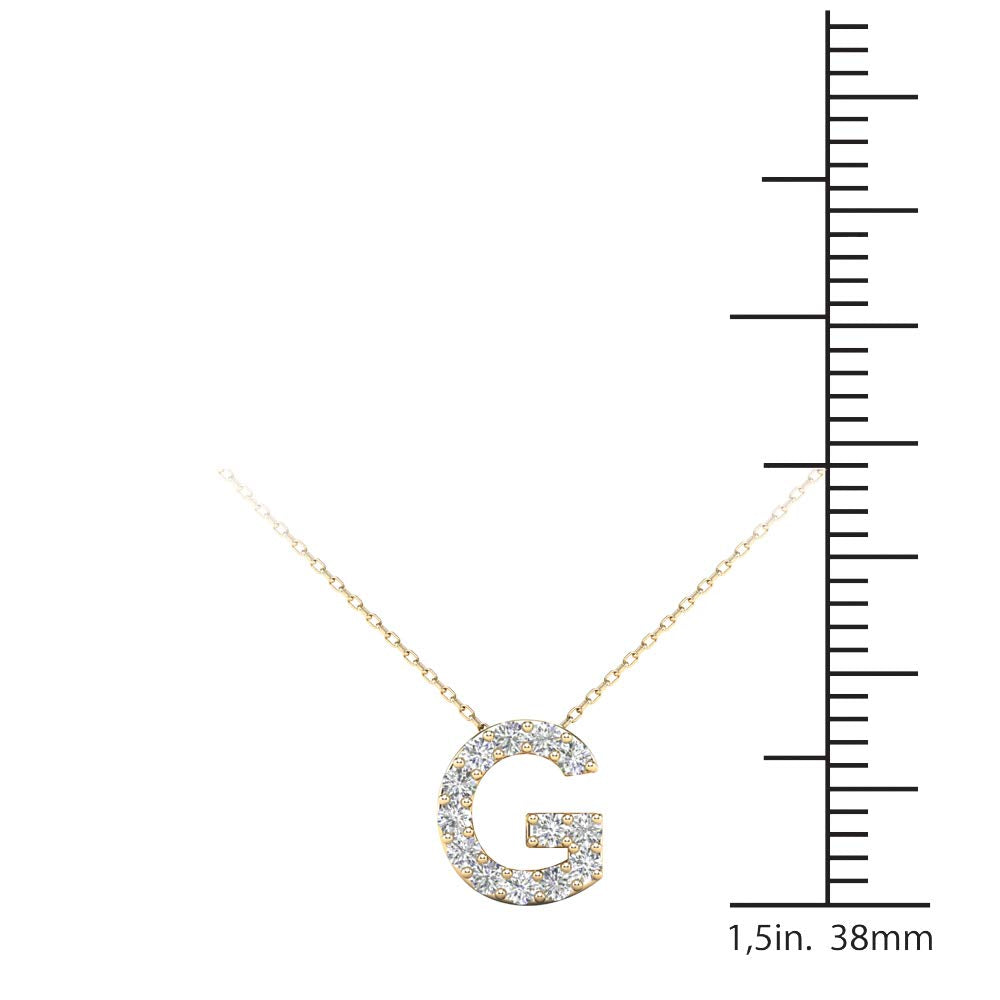 MauliJewels 0.13 Carat Natural White Diamond Initial "G" Pendant Necklace For Women In 14K Yellow Gold with 18" Gold Cable Chain Mauli Jewels