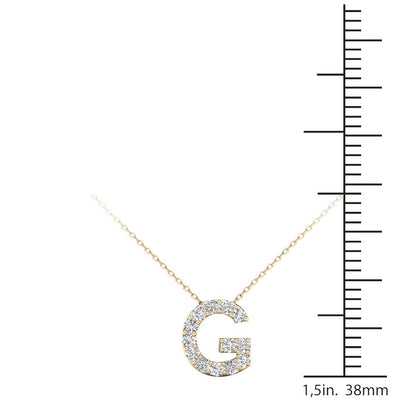 MauliJewels 0.13 Carat Natural White Diamond Initial "G" Pendant Necklace For Women In 14K Yellow Gold with 18" Gold Cable Chain Mauli Jewels