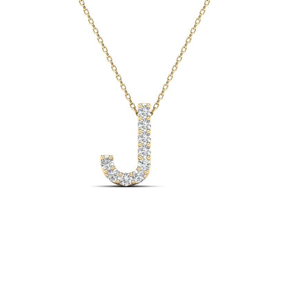 MauliJewels 0.09 Carat Natural White Diamond Initial "J" Pendant Necklace In 14K Yellow and White Gold With 18" Cable Chain Mauli Jewels