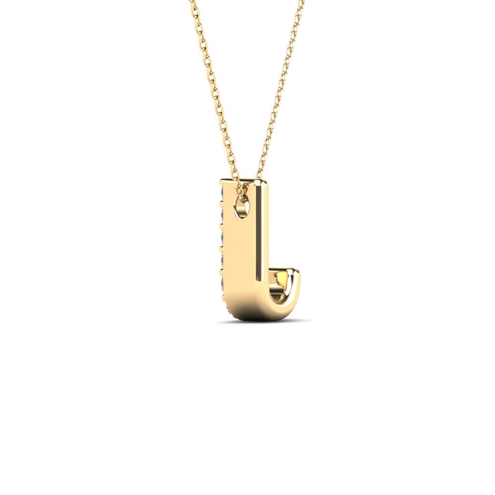 MauliJewels 0.09 Carat Natural White Diamond Initial "J" Pendant Necklace In 14K Yellow and White Gold With 18" Cable Chain Mauli Jewels