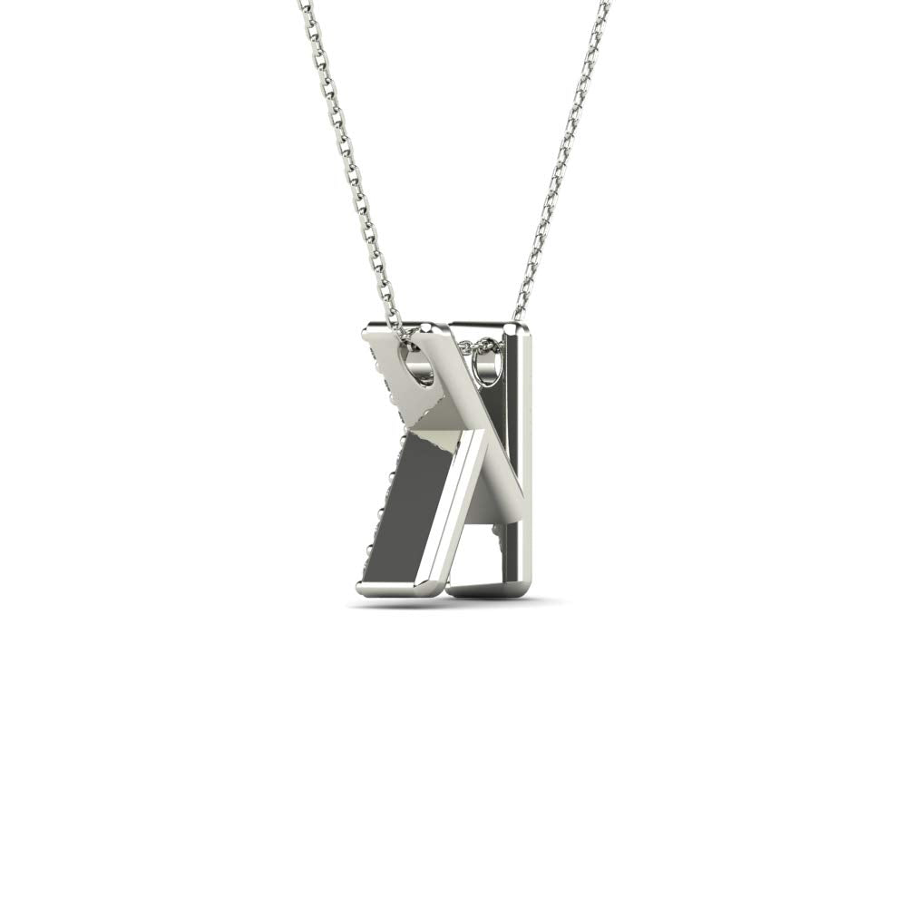 MauliJewels 0.12 Carat Natural White Diamond Initial K Pendant Necklace In 14K White Gold with 18" Gold Cable Chain Mauli Jewels