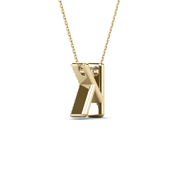 MauliJewels 0.12 Carat Natural White Diamond Initial K Pendant Necklace In 14K White Gold with 18" Gold Cable Chain