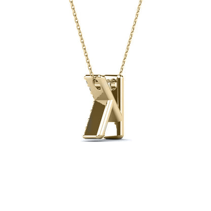 MauliJewels 0.12 Carat Natural White Diamond Initial K Pendant Necklace In 14K White Gold with 18" Gold Cable Chain