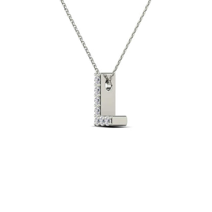 MauliJewels 0.07 Carat Natural White Diamond Initial "L" Pendant Necklace In 14K Yellow and White Gold with 18" Gold Cable Chain Mauli Jewels