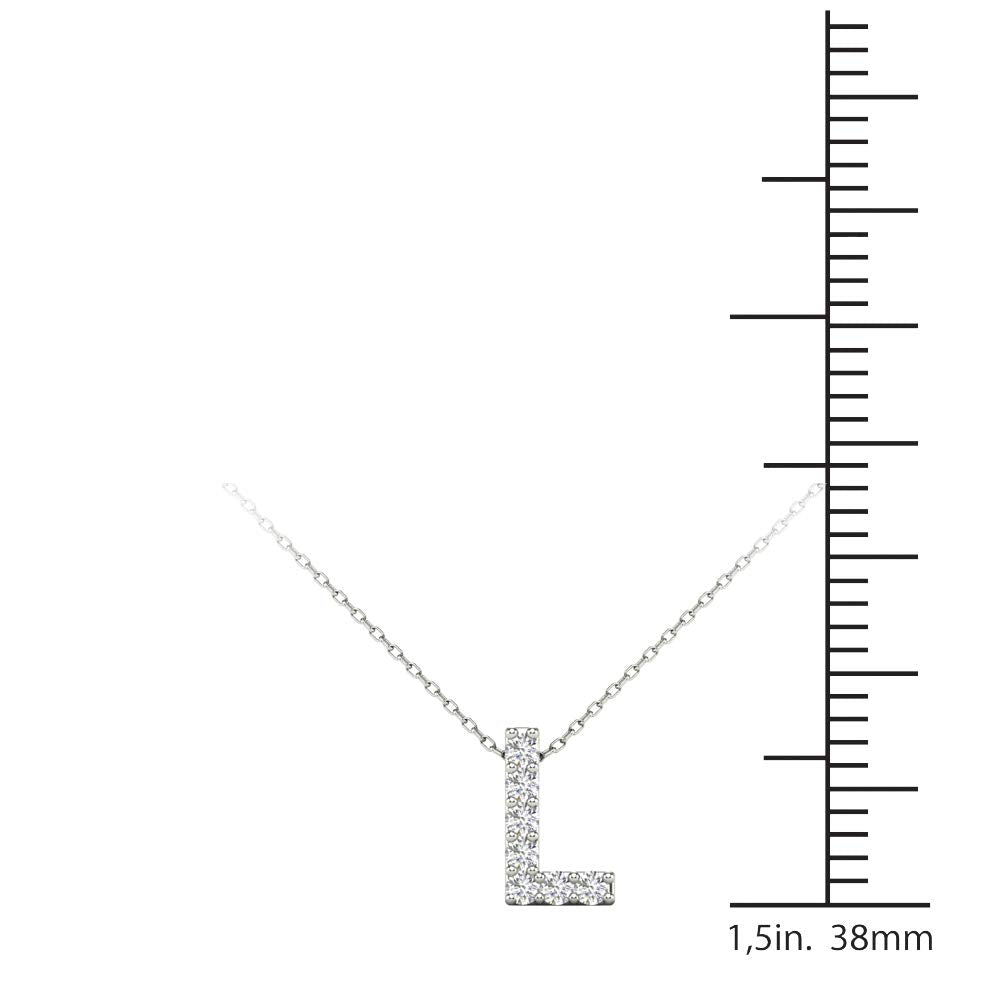 MauliJewels 0.07 Carat Natural White Diamond Initial "L" Pendant Necklace In 14K Yellow and White Gold with 18" Gold Cable Chain Mauli Jewels