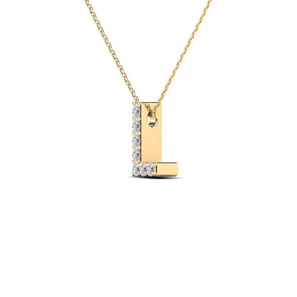 MauliJewels 0.07 Carat Natural White Diamond Initial "L" Pendant Necklace In 14K Yellow and White Gold with 18" Gold Cable Chain Mauli Jewels