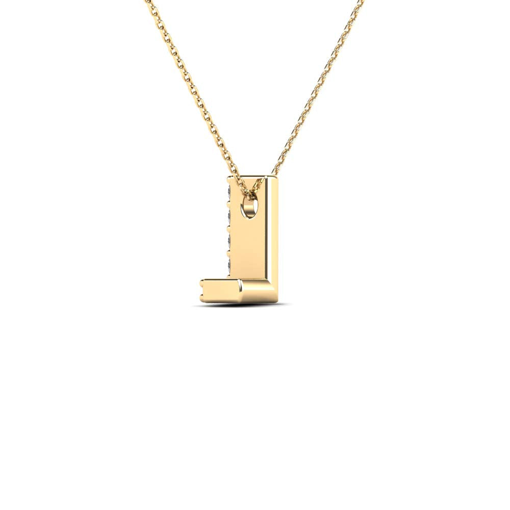 MauliJewels 0.07 Carat Natural White Diamond Initial "L" Pendant Necklace In 14K Yellow and White Gold with 18" Gold Cable Chain Mauli Jewels