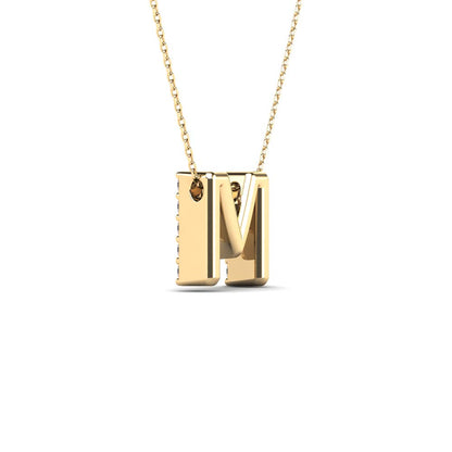 MauliJewels 0.17 Carat Natural White Diamond Initial "M" Pendant Necklace For Women In 14K Yellow and White Gold with 18" Gold Cable Chain Mauli Jewels