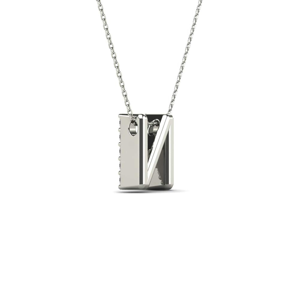 MauliJewels 0.14 Carat Natural White Diamond Initial "N" Pendant Necklace In 14K Yellow and White Gold with 18" Gold Cable Chain Mauli Jewels