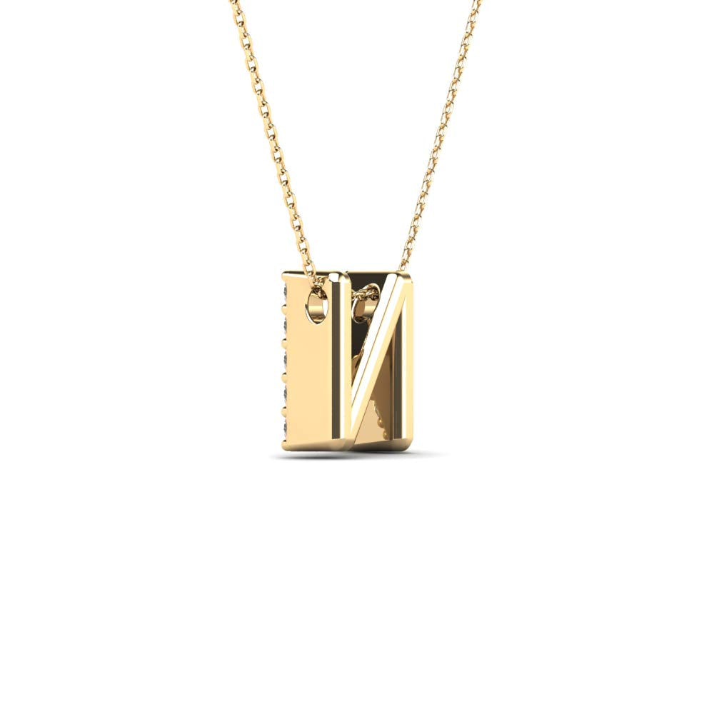 MauliJewels 0.14 Carat Natural White Diamond Initial "N" Pendant Necklace In 14K Yellow and White Gold with 18" Gold Cable Chain Mauli Jewels