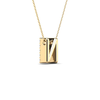 MauliJewels 0.14 Carat Natural White Diamond Initial "N" Pendant Necklace In 14K Yellow and White Gold with 18" Gold Cable Chain Mauli Jewels