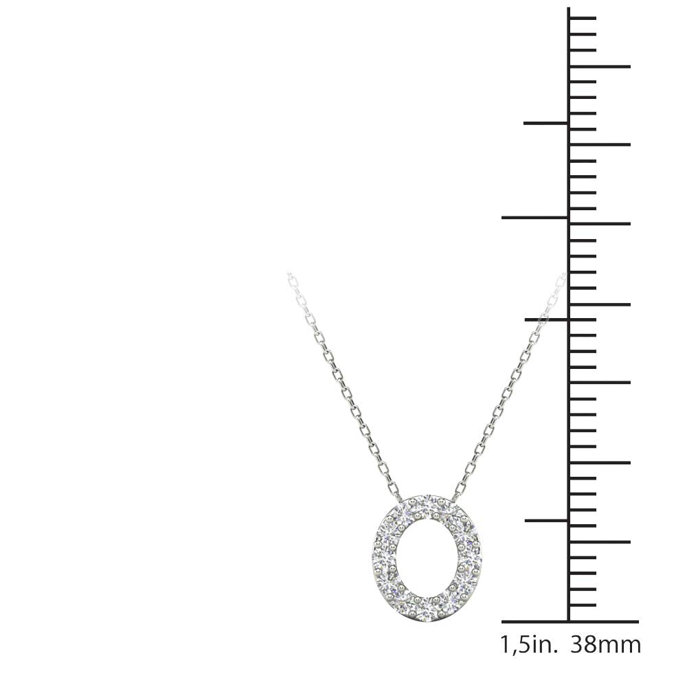 MauliJewels 0.12 Carat Natural White Diamond Initial "O" Pendant Necklace For Women In 14K Yellow and White Gold with 18" Gold Cable Chain. Mauli Jewels