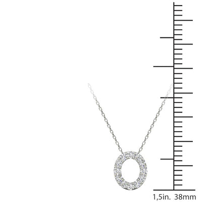 MauliJewels 0.12 Carat Natural White Diamond Initial "O" Pendant Necklace For Women In 14K Yellow and White Gold with 18" Gold Cable Chain. Mauli Jewels